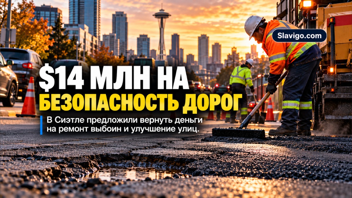 Ремонт дорожного покрытия на улице Seattle