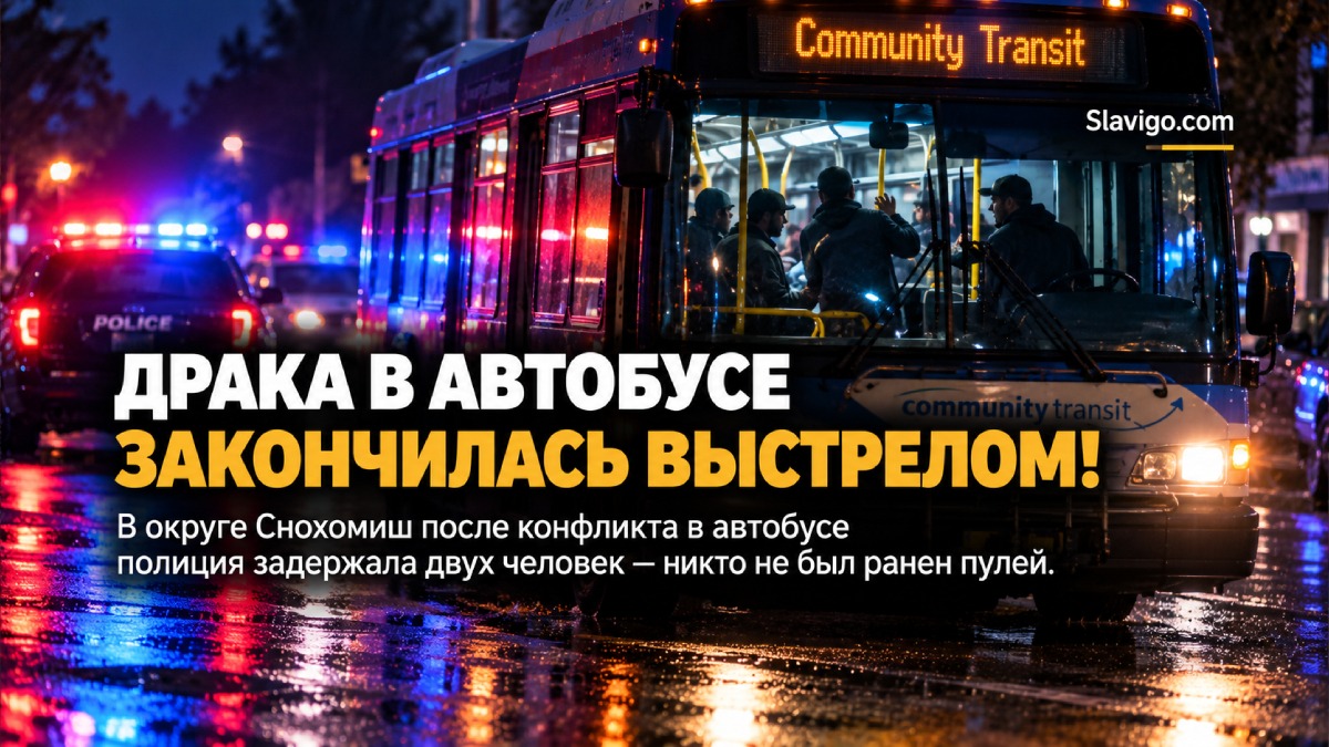 Драка в автобусе Snohomish County закончилась выстрелом: двоих задержали
