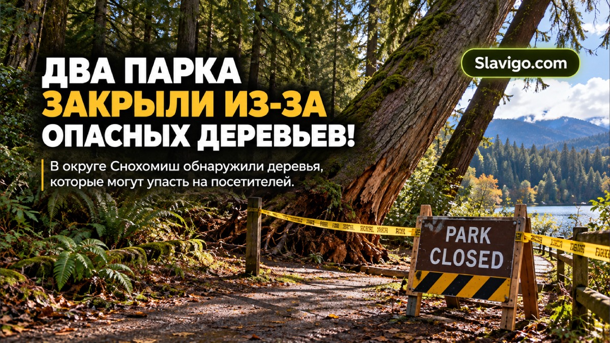 Редакционная иллюстрация: В Snohomish County временно закрыли два парка из-за опасных деревьев