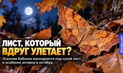 В Spokane заметили October thorn moth, который маскируется под осенний лист