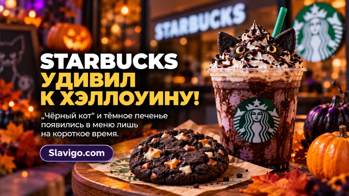 Starbucks выпустила в Seattle новые напиток и печенье к Хэллоуину