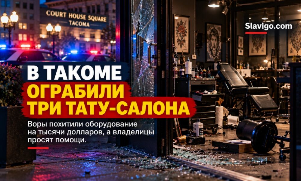 Помещение тату-студии в Tacoma после взлома