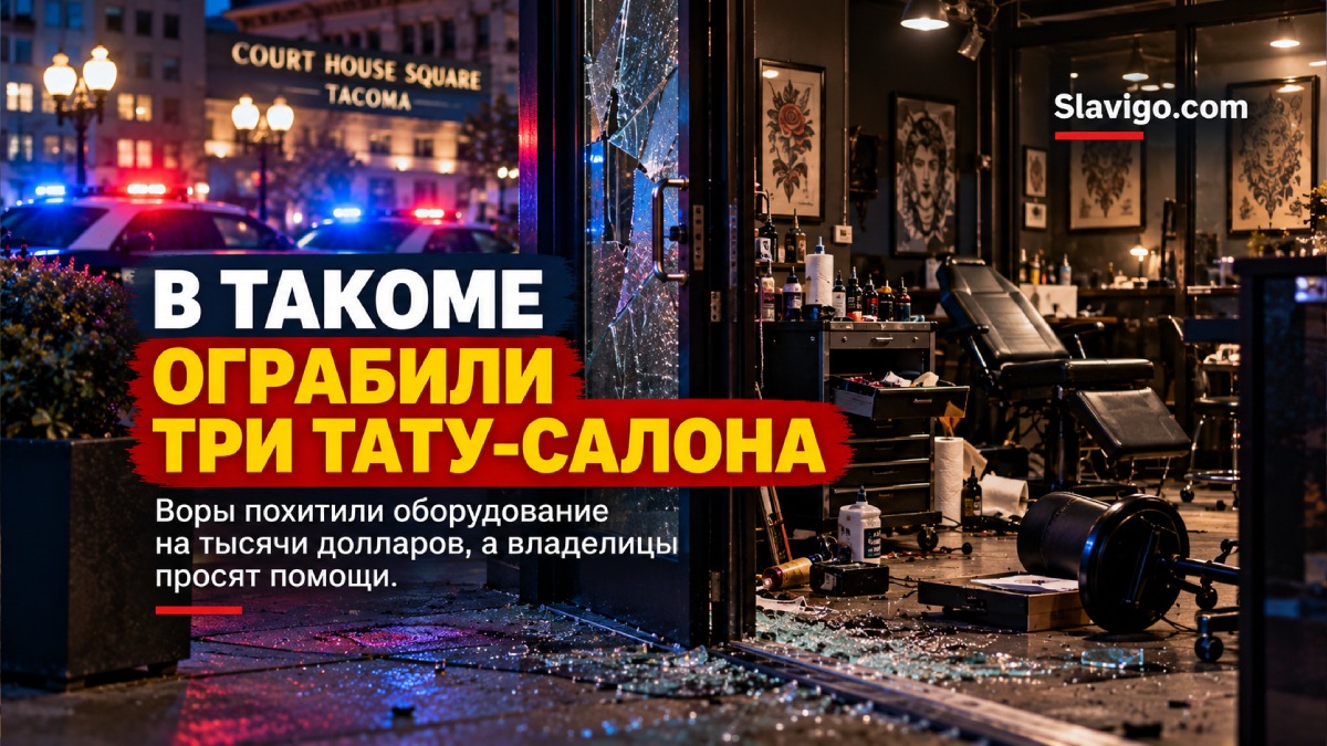 Помещение тату-студии в Tacoma после взлома