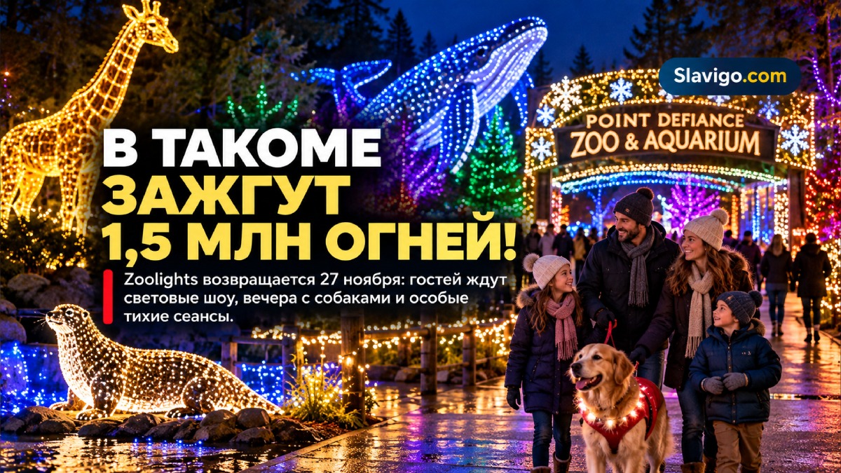 Редакционная иллюстрация: В Tacoma объявили даты Zoolights: более 1,5 млн огней и специальные вечера