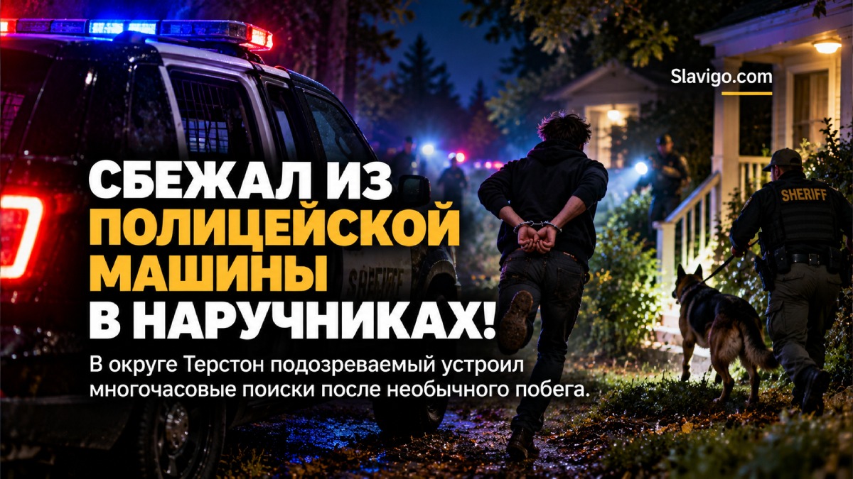 В Thurston County мужчина сбежал из патрульной машины в наручниках и устроил многочасовые поиски