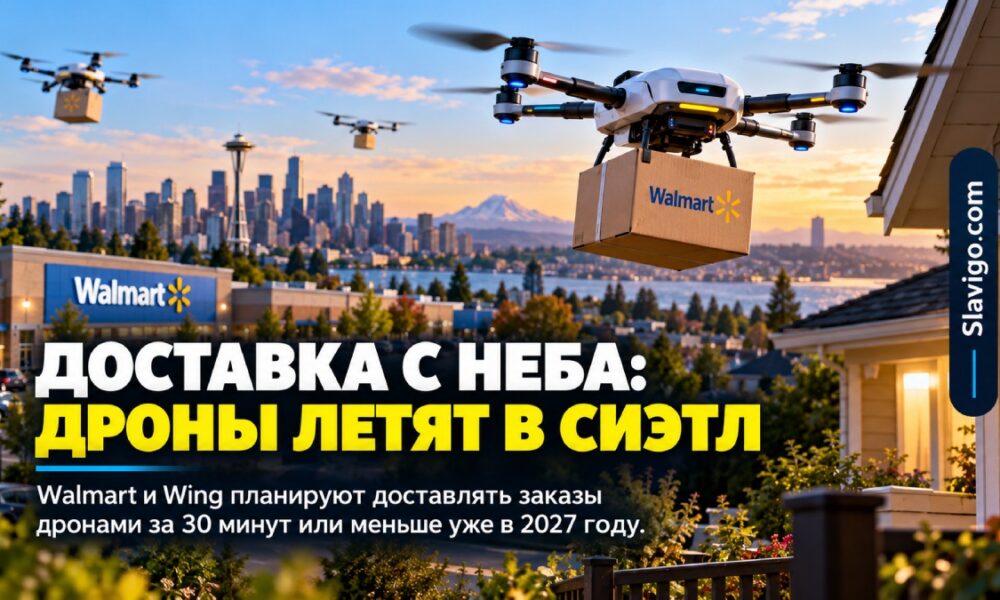 Walmart планирует запустить доставку дронами в районе Seattle в 2027 году