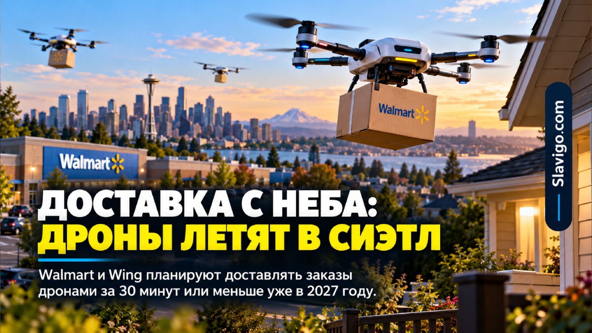Walmart планирует запустить доставку дронами в районе Seattle в 2027 году
