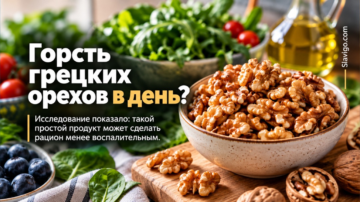 Грецкие орехи в ежедневном рационе связали с менее воспалительным характером питания