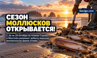 В Вашингтоне открывают сезон вылова моллюсков razor clam на двух пляжах